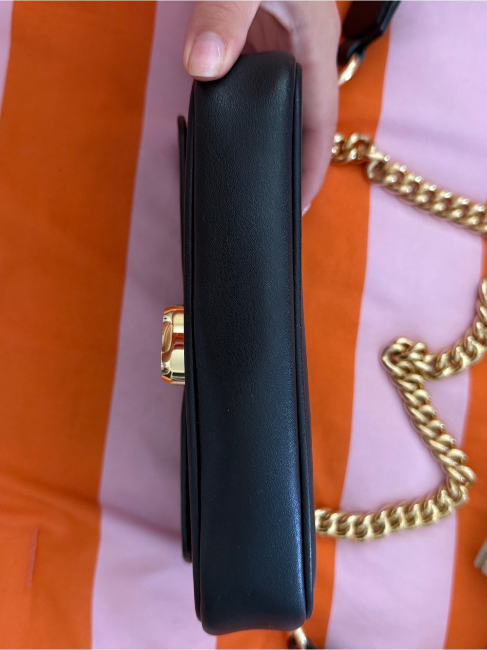 Marc Jacobs Black Leather Crossbody with Gold Chain and Canvas Strap - Picture 5 of 9